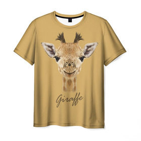 Мужская футболка 3D с принтом Жираф в Кировске, 100% полиэфир | прямой крой, круглый вырез горловины, длина до линии бедер | giraffe | арт | жираф | зоопарк | рафик