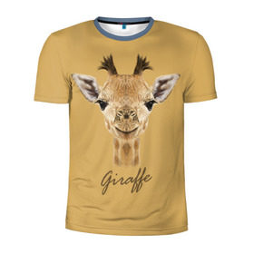 Мужская футболка 3D спортивная с принтом Жираф в Кировске, 100% полиэстер с улучшенными характеристиками | приталенный силуэт, круглая горловина, широкие плечи, сужается к линии бедра | giraffe | арт | жираф | зоопарк | рафик
