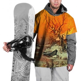 Накидка на куртку 3D с принтом Зимняя картина в Кировске, 100% полиэстер |  | зиа | мороз | пейзаж