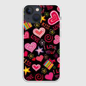 Чехол для iPhone 13 mini с принтом Love в Кировске,  |  | kiss | love | звезды | любовь | подарок | поцелуй | сердце | цветы