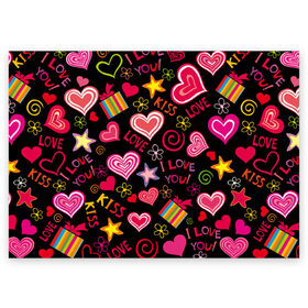 Поздравительная открытка с принтом Love в Кировске, 100% бумага | плотность бумаги 280 г/м2, матовая, на обратной стороне линовка и место для марки
 | kiss | love | звезды | любовь | подарок | поцелуй | сердце | цветы