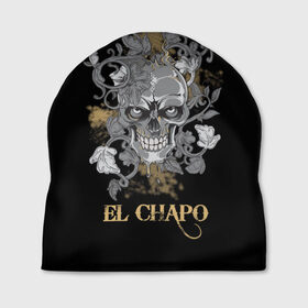 Шапка 3D с принтом El Chapo в Кировске, 100% полиэстер | универсальный размер, печать по всей поверхности изделия | el chapo | глаза | скелет | тату | цветы | череп