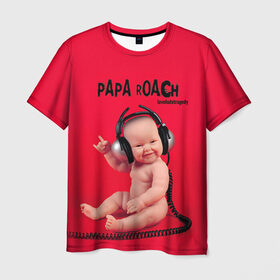 Мужская футболка 3D с принтом Paparoach 7 в Кировске, 100% полиэфир | прямой крой, круглый вырез горловины, длина до линии бедер | papa roach | roach | папа роач | папароач | папароч | роач | роч