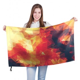 Флаг 3D с принтом Низкополигональная текстура в Кировске, 100% полиэстер | плотность ткани — 95 г/м2, размер — 67 х 109 см. Принт наносится с одной стороны | lowpoly | желтый красный | оранжевый | полигон | полигоны | текстура