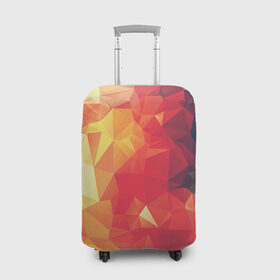 Чехол для чемодана 3D с принтом Низкополигональная текстура в Кировске, 86% полиэфир, 14% спандекс | двустороннее нанесение принта, прорези для ручек и колес | lowpoly | желтый красный | оранжевый | полигон | полигоны | текстура