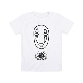 Детская футболка хлопок с принтом безликий в Кировске, 100% хлопок | круглый вырез горловины, полуприлегающий силуэт, длина до линии бедер | Тематика изображения на принте: anime | ghost | унесённые призраками