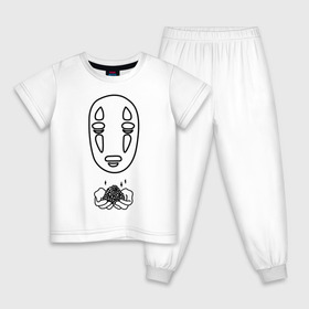 Детская пижама хлопок с принтом безликий в Кировске, 100% хлопок |  брюки и футболка прямого кроя, без карманов, на брюках мягкая резинка на поясе и по низу штанин
 | anime | ghost | унесённые призраками