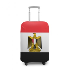 Чехол для чемодана 3D с принтом Флаг и герб Египта в Кировске, 86% полиэфир, 14% спандекс | двустороннее нанесение принта, прорези для ручек и колес | символ страна
