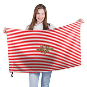 Флаг 3D с принтом Тельняшка ВВ и герб МВД в Кировске, 100% полиэстер | плотность ткани — 95 г/м2, размер — 67 х 109 см. Принт наносится с одной стороны | красный | мвд | омон | спецназ