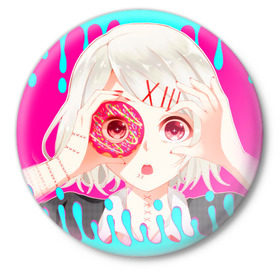 Значок с принтом Juuzou Suzuya в Кировске,  металл | круглая форма, металлическая застежка в виде булавки | anime | ghoul | tokyo | tokyo ghoul | гуль | джузо сузуя