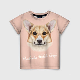 Детская футболка 3D с принтом Корги в Кировске, 100% гипоаллергенный полиэфир | прямой крой, круглый вырез горловины, длина до линии бедер, чуть спущенное плечо, ткань немного тянется | вельш корги | как в рекламе | коржик | пемброк | собака | щенок
