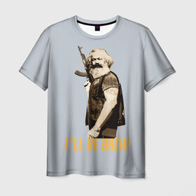 Мужская футболка 3D с принтом Карл Маркс в Кировске, 100% полиэфир | прямой крой, круглый вырез горловины, длина до линии бедер | карл | маркс | о.м.с.к. | революция | сссркапитал