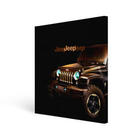 Холст квадратный с принтом Jeep в Кировске, 100% ПВХ |  | brand | car | chrysler | jeep | logo | usa | автомобиль | джип | крайслер | логотип | марка | сша