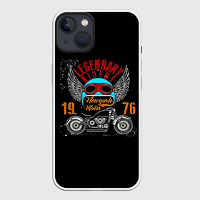Чехол для iPhone 13 с принтом Мото 1976 в Кировске,  |  | Тематика изображения на принте: 3d | legendary riders | riders | rock | авто | автомобильные | гонщик | дорога | колеса | крылья | мото | мотоциклы | рок