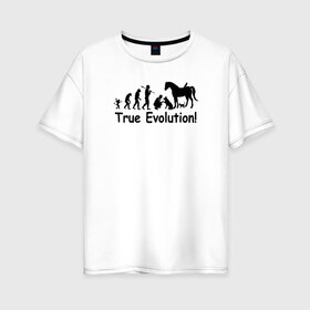 Женская футболка хлопок Oversize с принтом Настоящая эволюция в Кировске, 100% хлопок | свободный крой, круглый ворот, спущенный рукав, длина до линии бедер
 | ветеринар | ветеринария | ветеринарный врач | кошка | лошадь | собака | эволюция