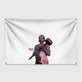 Флаг-баннер с принтом ЧерноБог в Кировске, 100% полиэстер | размер 67 х 109 см, плотность ткани — 95 г/м2; по краям флага есть четыре люверса для крепления | американские боги | бог зла | молот | чернобог