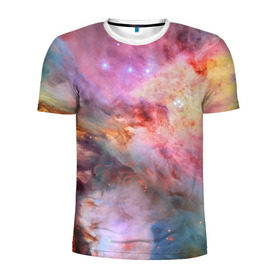 Мужская футболка 3D спортивная с принтом Светящаяся туманность в Кировске, 100% полиэстер с улучшенными характеристиками | приталенный силуэт, круглая горловина, широкие плечи, сужается к линии бедра | m 42 | вселенная | галактика | звезды | космос | свет | туманность ориона | цвет