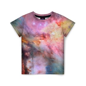 Детская футболка 3D с принтом Светящаяся туманность в Кировске, 100% гипоаллергенный полиэфир | прямой крой, круглый вырез горловины, длина до линии бедер, чуть спущенное плечо, ткань немного тянется | m 42 | вселенная | галактика | звезды | космос | свет | туманность ориона | цвет