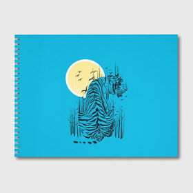 Альбом для рисования с принтом тигр в Кировске, 100% бумага
 | матовая бумага, плотность 200 мг. | арт | бамбук | восток | графика | живопись | китай | луна | небо | ночь | полосы | птицы | рисунок | творчество | хищник | япония