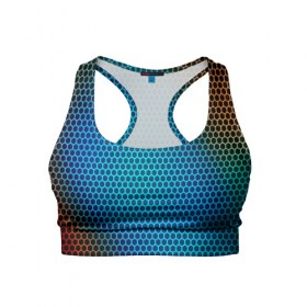 Женский спортивный топ 3D с принтом object grid в Кировске, 82% полиэстер, 18% спандекс Ткань безопасна для здоровья, позволяет коже дышать, не мнется и не растягивается |  | dot | абстракция | метал | сетка | текстура