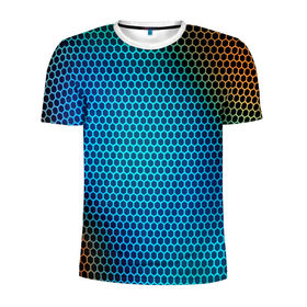 Мужская футболка 3D спортивная с принтом object grid в Кировске, 100% полиэстер с улучшенными характеристиками | приталенный силуэт, круглая горловина, широкие плечи, сужается к линии бедра | dot | абстракция | метал | сетка | текстура