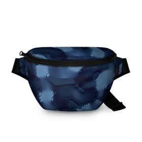 Поясная сумка 3D с принтом Lullaby blue в Кировске, 100% полиэстер | плотная ткань, ремень с регулируемой длиной, внутри несколько карманов для мелочей, основное отделение и карман с обратной стороны сумки застегиваются на молнию | волны | синий | темный
