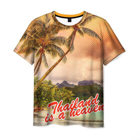 Мужская футболка 3D с принтом Тайланд - это рай в Кировске, 100% полиэфир | прямой крой, круглый вырез горловины, длина до линии бедер | море | океан | пальмы | тайланд