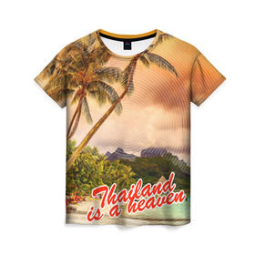 Женская футболка 3D с принтом Тайланд - это рай в Кировске, 100% полиэфир ( синтетическое хлопкоподобное полотно) | прямой крой, круглый вырез горловины, длина до линии бедер | море | океан | пальмы | тайланд