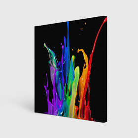 Холст квадратный с принтом Краски в Кировске, 100% ПВХ |  | background | black | bright | paint | rainbow | spectrum | splash | spray | брызги | всплеск | краски | радуга | спектр | фон | черный | яркие