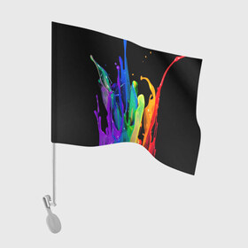 Флаг для автомобиля с принтом Краски в Кировске, 100% полиэстер | Размер: 30*21 см | background | black | bright | paint | rainbow | spectrum | splash | spray | брызги | всплеск | краски | радуга | спектр | фон | черный | яркие