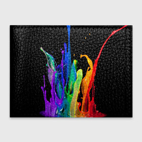 Обложка для студенческого билета с принтом Краски в Кировске, натуральная кожа | Размер: 11*8 см; Печать на всей внешней стороне | background | black | bright | paint | rainbow | spectrum | splash | spray | брызги | всплеск | краски | радуга | спектр | фон | черный | яркие