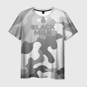 Мужская футболка 3D с принтом Black Milk Серый Камуфляж в Кировске, 100% полиэфир | прямой крой, круглый вырез горловины, длина до линии бедер | black milk | camo | camouflage | gray | pattern | камо | кмуфляж | серый | узор | черное молоко