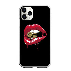 Чехол для iPhone 11 Pro матовый с принтом Пуля в зубах в Кировске, Силикон |  | Тематика изображения на принте: губы | золотой зуб | краска | красная помада | красный | пуля