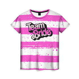 Женская футболка 3D с принтом Team Bride Барби в Кировске, 100% полиэфир ( синтетическое хлопкоподобное полотно) | прямой крой, круглый вырез горловины, длина до линии бедер | badgirl | barbie | beach party | beaches | bride | crew | girl | girlfriends | henparty | pink | power | princess | real girls | superbride | team | девичник | для влюбленных | для подруг | замуж | море | невеста | отдых | пляж | пляжная вечеринка | подру