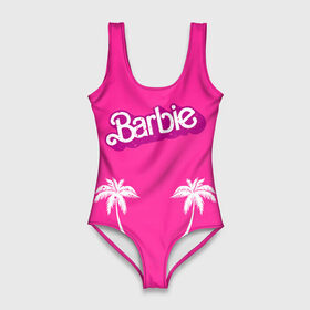 Купальник-боди 3D с принтом Barbie пальмы в Кировске, 82% полиэстер, 18% эластан | Круглая горловина, круглый вырез на спине | badgirl | barbie | beach party | beaches | bride | crew | girl | girlfriends | henparty | pink | power | princess | real girls | superbride | team | девичник | для влюбленных | для подруг | замуж | море | невеста | отдых | пляж | пляжная вечеринка | подру