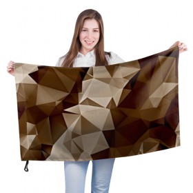 Флаг 3D с принтом Brown geometry в Кировске, 100% полиэстер | плотность ткани — 95 г/м2, размер — 67 х 109 см. Принт наносится с одной стороны | abstraction | геометрия | грани | полигоны | текстура | треугольники