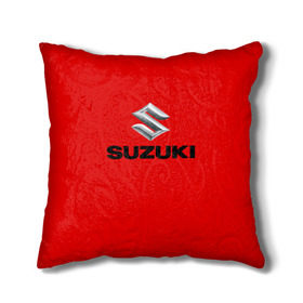 Подушка 3D с принтом Suzuki в Кировске, наволочка – 100% полиэстер, наполнитель – холлофайбер (легкий наполнитель, не вызывает аллергию). | состоит из подушки и наволочки. Наволочка на молнии, легко снимается для стирки | марка | машина | сузуки | япония