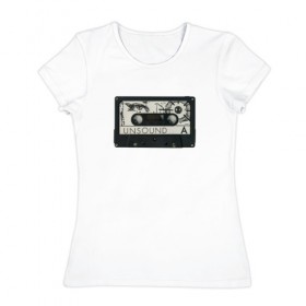 Женская футболка хлопок с принтом Аудиокассета в Кировске, 100% хлопок | прямой крой, круглый вырез горловины, длина до линии бедер, слегка спущенное плечо | 