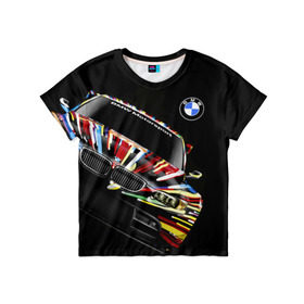 Детская футболка 3D с принтом BMW в Кировске, 100% гипоаллергенный полиэфир | прямой крой, круглый вырез горловины, длина до линии бедер, чуть спущенное плечо, ткань немного тянется | bmw | авто | бмв | магина | марка