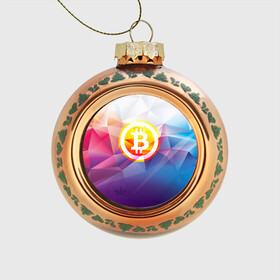 Стеклянный ёлочный шар с принтом Биткоин - Bitcoin Geometria в Кировске, Стекло | Диаметр: 80 мм | bitcoin | coin | crypto | geometria | polygon | биткоин | геометрия | коин | криптовалюта | полигон