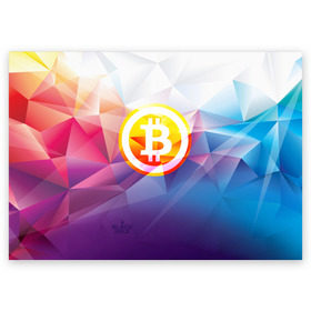 Поздравительная открытка с принтом Биткоин - Bitcoin Geometria в Кировске, 100% бумага | плотность бумаги 280 г/м2, матовая, на обратной стороне линовка и место для марки
 | Тематика изображения на принте: bitcoin | coin | crypto | geometria | polygon | биткоин | геометрия | коин | криптовалюта | полигон