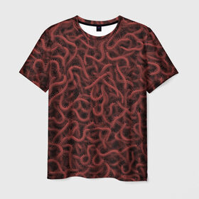 Мужская футболка 3D с принтом Сколопендры в Кировске, 100% полиэфир | прямой крой, круглый вырез горловины, длина до линии бедер | centipede | многоножка | насекомые | паттерн | сколопендра | сороконожка | текстура