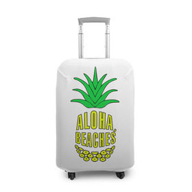 Чехол для чемодана 3D с принтом Aloha, Beachess в Кировске, 86% полиэфир, 14% спандекс | двустороннее нанесение принта, прорези для ручек и колес | aloha | beaches | bride | ананас | девичник | невеста | пляж | пляжная вечеринка | тропики | фрукты