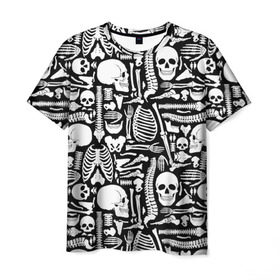 Мужская футболка 3D с принтом Кости в Кировске, 100% полиэфир | прямой крой, круглый вырез горловины, длина до линии бедер | Тематика изображения на принте: doctor | анатомия | врач | доктор | кости | кость | медик | медицина | скелет | череп
