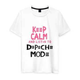 Мужская футболка хлопок с принтом Keep Calm and listen to DM в Кировске, 100% хлопок | прямой крой, круглый вырез горловины, длина до линии бедер, слегка спущенное плечо. | Тематика изображения на принте: music