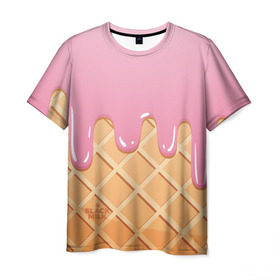 Мужская футболка 3D с принтом Black Milk Мороженое Стаканчик в Кировске, 100% полиэфир | прямой крой, круглый вырез горловины, длина до линии бедер | ice cream | мороженое | рожок | стаканчик | эскимо