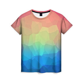 Женская футболка 3D с принтом polygonal abstract в Кировске, 100% полиэфир ( синтетическое хлопкоподобное полотно) | прямой крой, круглый вырез горловины, длина до линии бедер | 