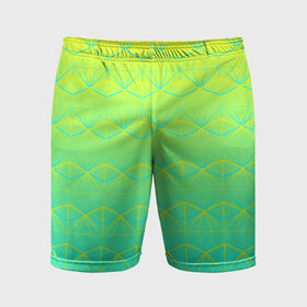 Мужские шорты 3D спортивные с принтом Летний бриз в Кировске,  |  | Тематика изображения на принте: summer | градиент | желтый | зеленый | лето | синий | узор