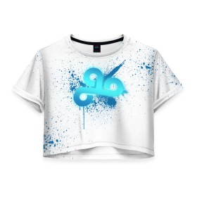 Женская футболка 3D укороченная с принтом cs:go - Cloud9 (White collection) в Кировске, 100% полиэстер | круглая горловина, длина футболки до линии талии, рукава с отворотами | 0x000000123 | cloud9 | cs go | white | кс го