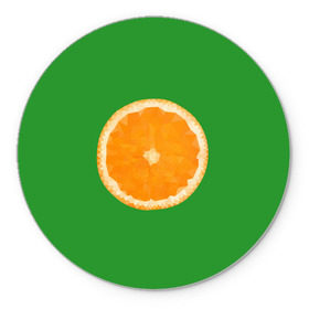 Коврик круглый с принтом Низкополигональный апельсин в Кировске, резина и полиэстер | круглая форма, изображение наносится на всю лицевую часть | lowpoly | polygonal | апельсин | зеленый | оранджевый | полигон | полигональный | полигоны | яркий